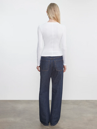 Supima Cotton New Classic Long Sleeve Tee in White by ENZA COSTA - View 2