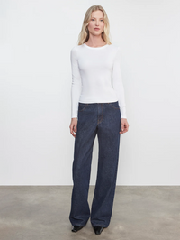 Supima Cotton New Classic Long Sleeve Tee in White by ENZA COSTA - View 4