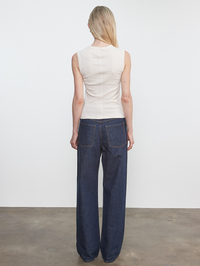 Back view of the Supima Cotton New Classic Sleeveless Tee in Cloud by Enza Costa