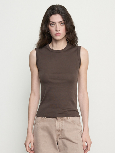 Supima Cotton New Classic Sleeveless Tee in Espresso