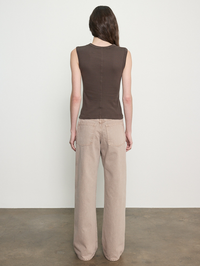 Back view of the Supima Cotton New Classic Sleeveless Tee in Espresso by ENZA COSTA