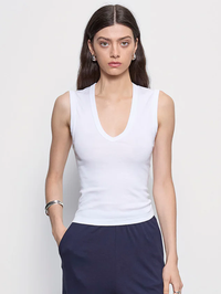 Supima Cotton New Classic Sleeveless V in White by ENZA COSTA-WHITE-AMY Atelier