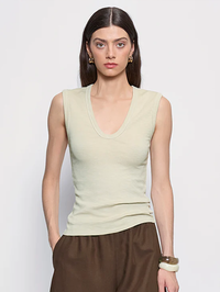 ENZA COSTA Textured Knit Sleeveless U Top in Beach Glass in BEACH GLASS – Image 1