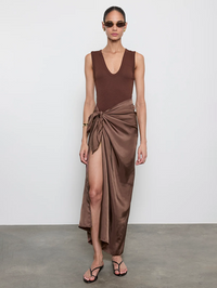 ENZA COSTA Textured Knit Sleeveless U Top in Chocolate in CHOCOLATE – Image 3