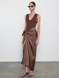 ENZA COSTA Textured Knit Sleeveless U Top in Chocolate in CHOCOLATE – Image 4