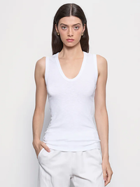 ENZA COSTA Textured Knit Sleeveless U Top in White in WHITE – Image 1