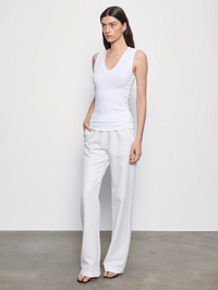 ENZA COSTA Textured Knit Sleeveless U Top in White in WHITE – Image 3