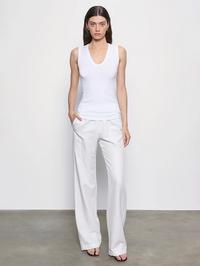 ENZA COSTA Textured Knit Sleeveless U Top in White in WHITE – Image 4