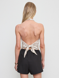 ENZA COSTA Textured Satin Halter Scarf Top in Champagne in Champagne – Image 3