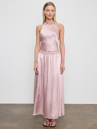 ENZA COSTA Textured Satin Halter Scarf Top in Rose Blush in Rose Blush – Image 4