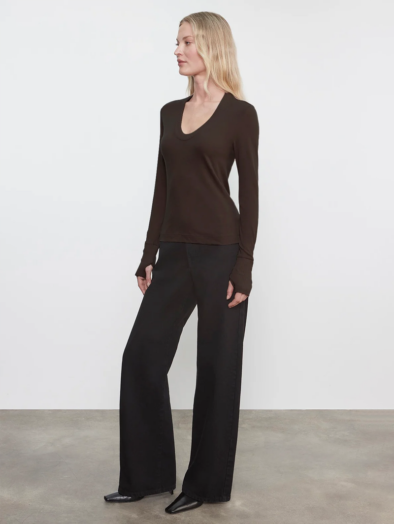 Cashmere Easy Cuffed U in Dark Brown