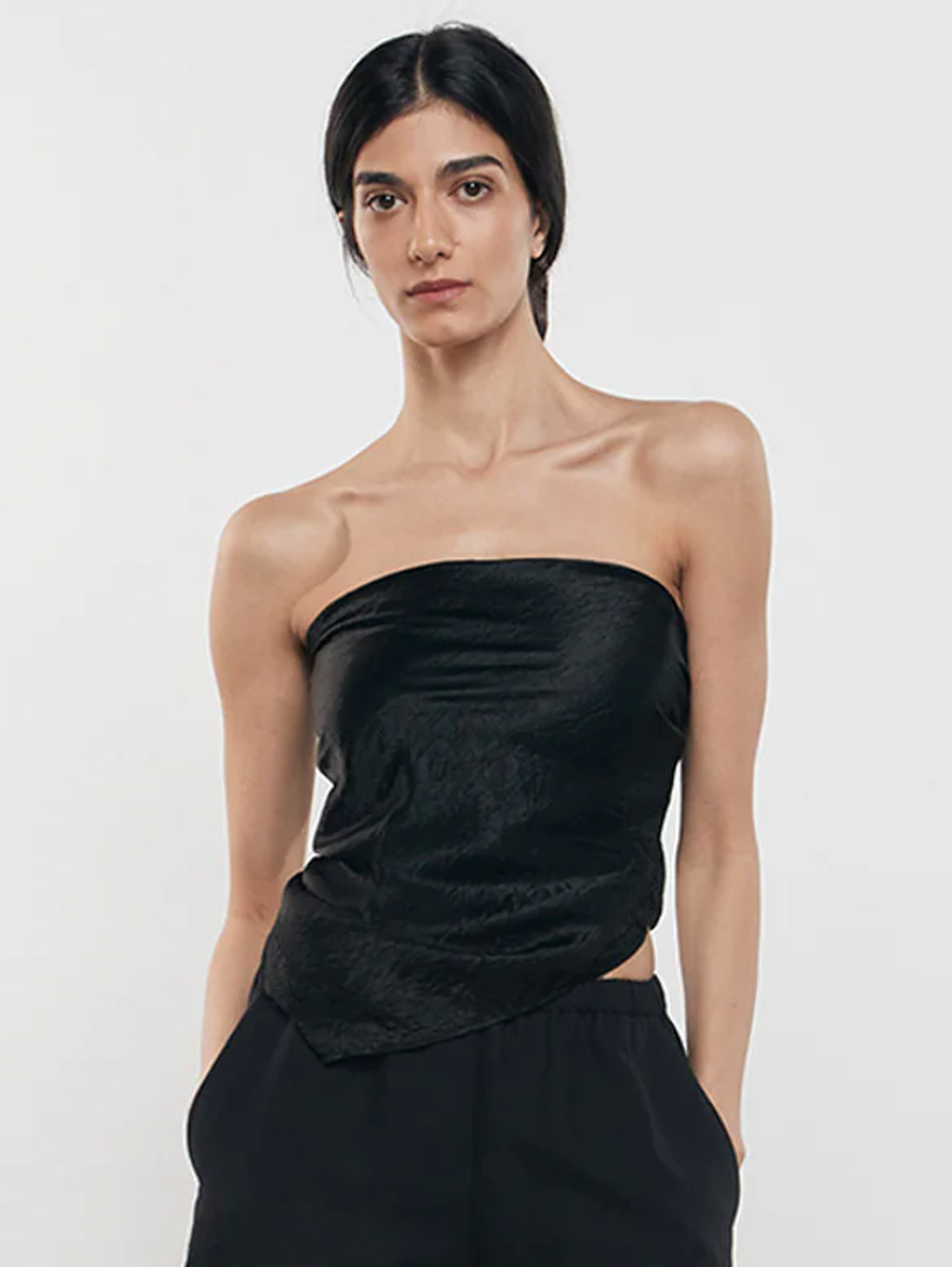 Textured Satin Scarf Top