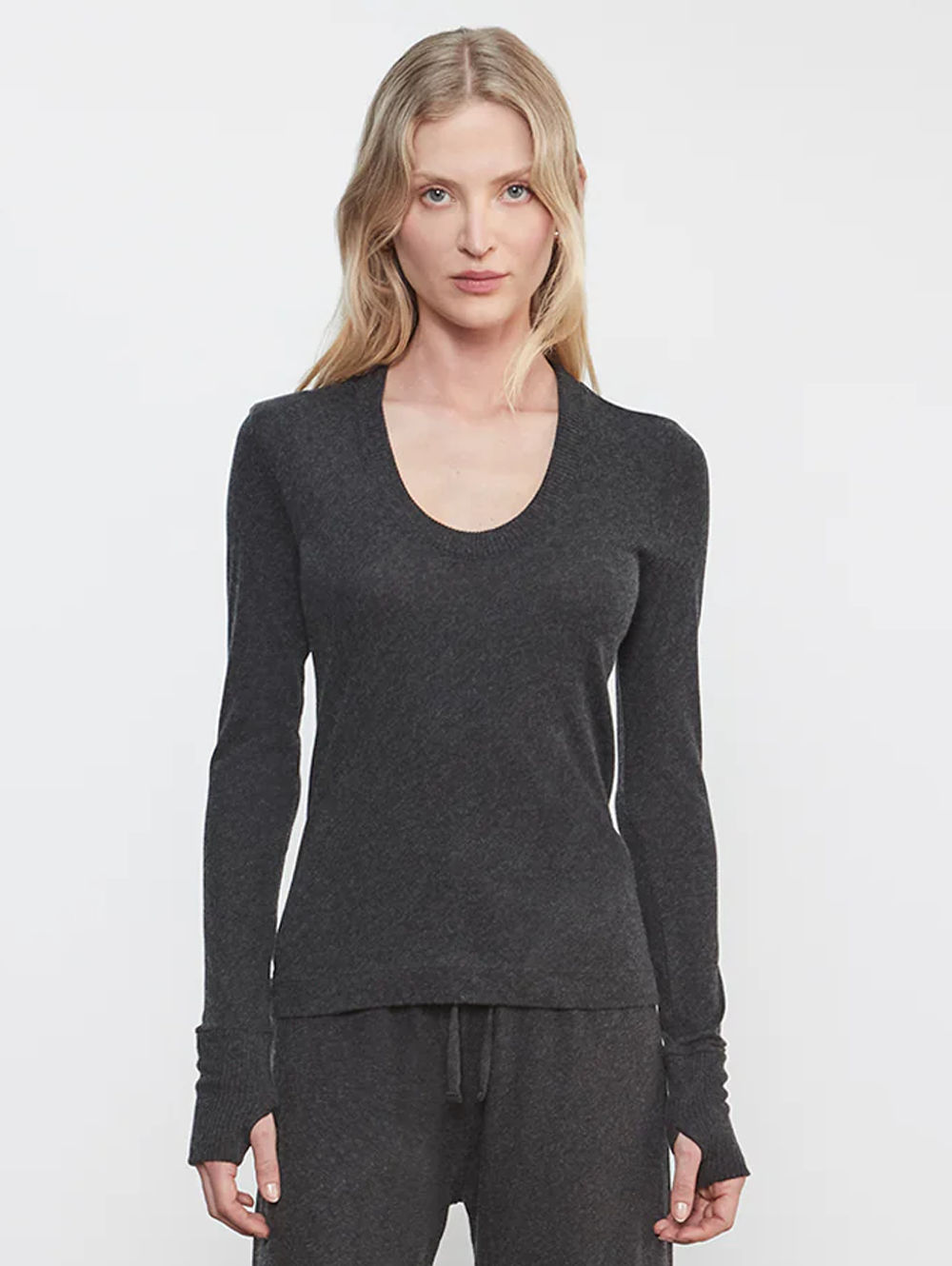 Cashmere Easy Cuffed U in Charcoal