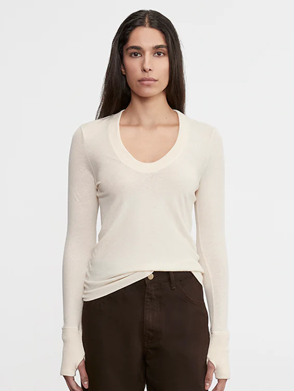 Cashmere Easy Cuffed U in Natural