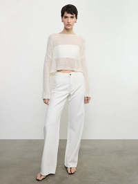 Linen Open Bateau Top in White