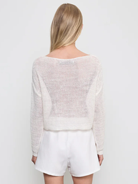 Linen Open Bateau Top in White