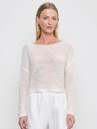 Linen Open Bateau Top in White