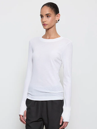 Cashmere Easy Cuffed Crew in White