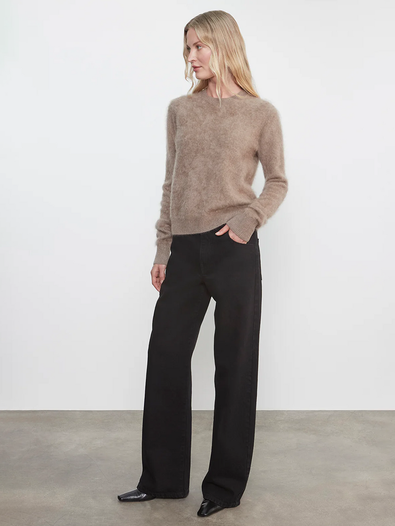 Longhair Cashmere Easy Crew in Walnut