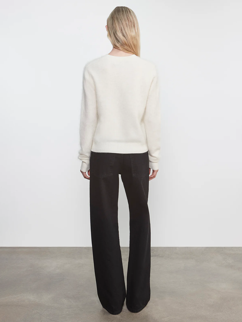Longhair Cashmere Easy Crew in Chalk