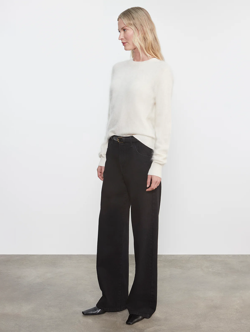 Longhair Cashmere Easy Crew in Chalk