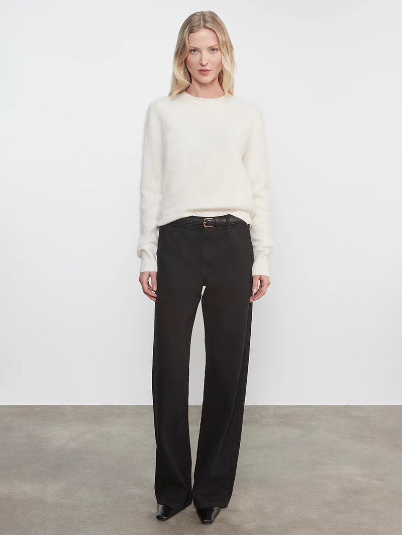 Longhair Cashmere Easy Crew in Chalk