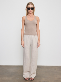Military Rib Crop Tank in Flax