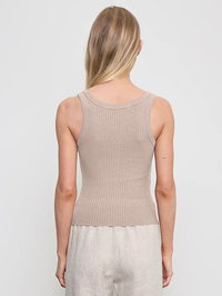 Military Rib Crop Tank in Flax