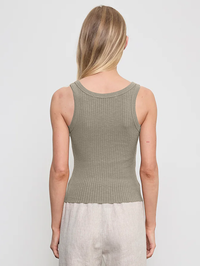 Military Rib Crop Tank in Flax
