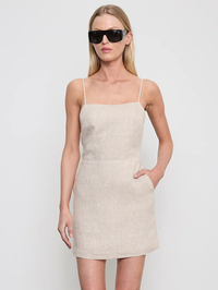 Linen Apron Mini Dress in Jute Heather