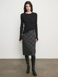 Bias Minimal Skirt in Charcoal Plaid
