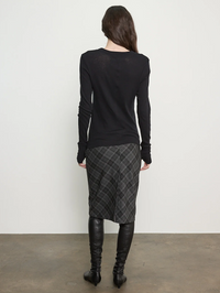 Bias Minimal Skirt in Charcoal Plaid