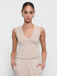 Supima Cotton New Classic Sleeveless V in Stone