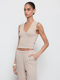 Supima Cotton New Classic Sleeveless V in Stone