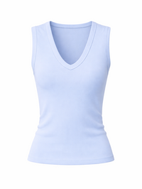 Supima Cotton New Classic Sleeveless V in Pale Blue