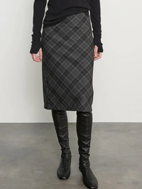 Bias Minimal Skirt in Charcoal Plaid