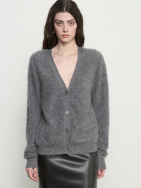 Mink Wash Cashmere Easy Cardigan in Pewter