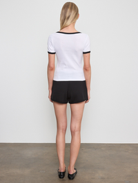 Cotton Ringer Bateau Tee in White/Black