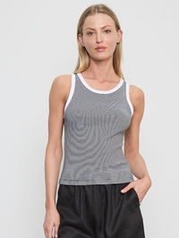 Cotton Mini Stripe Tank in Black White Mini Stripe