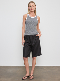Cotton Mini Stripe Tank in Black White Mini Stripe