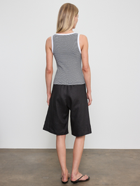 Cotton Mini Stripe Tank in Black White Mini Stripe