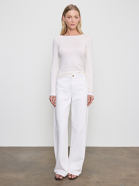 Tissue Jersey Layered Long Sleeve Top in Creme/White
