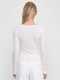 Tissue Jersey Layered Long Sleeve Top in Creme/White