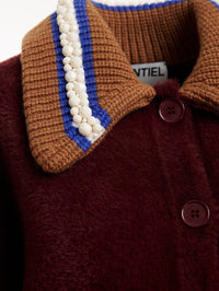 ESSENTIEL ANTWERP Kamore Knit Jacket With Collar in Wine Not in Wine Not – Image 4