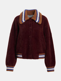 ESSENTIEL ANTWERP Kamore Knit Jacket With Collar in Wine Not in Wine Not – Image 5
