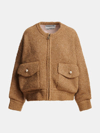 ESSENTIEL ANTWERP Kanada Knitted Jacket With Fur in Camel Club in Camel Club – Image 9