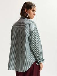 ESSENTIEL ANTWERP Kasper Sequin Palm Tree Shirt in Bottle Green in Bottle Green – Image 4