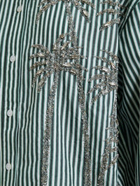 ESSENTIEL ANTWERP Kasper Sequin Palm Tree Shirt in Bottle Green in Bottle Green – Image 6