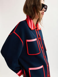 ESSENTIEL ANTWERP Kokorico Knitted Cardigan in Navy in Navy – Image 5