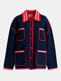 ESSENTIEL ANTWERP Kokorico Knitted Cardigan in Navy in Navy – Image 6